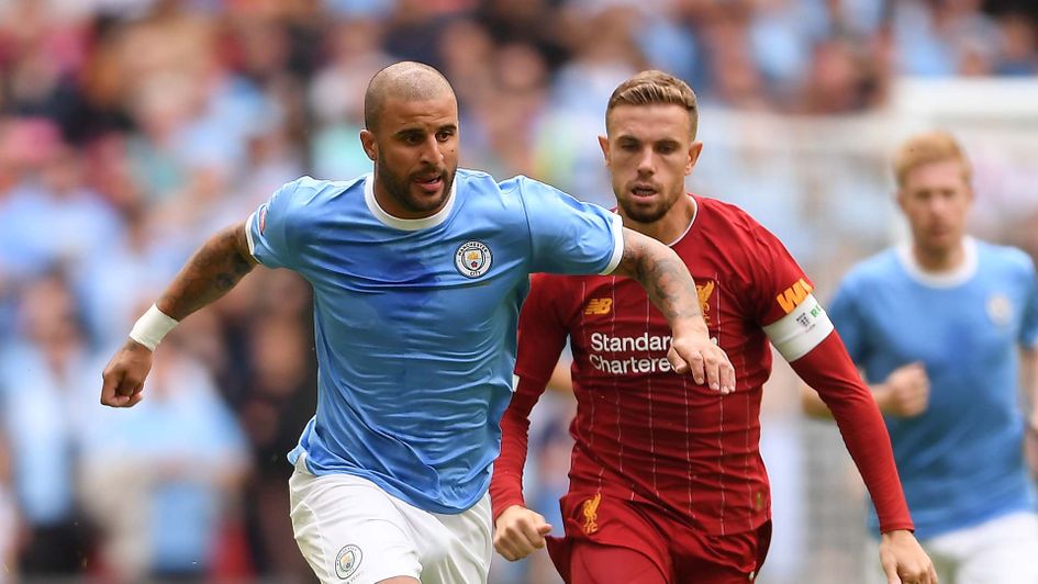 Kyle Walker and Jordan Henderson during the Community Shield between Liverpool and Man City