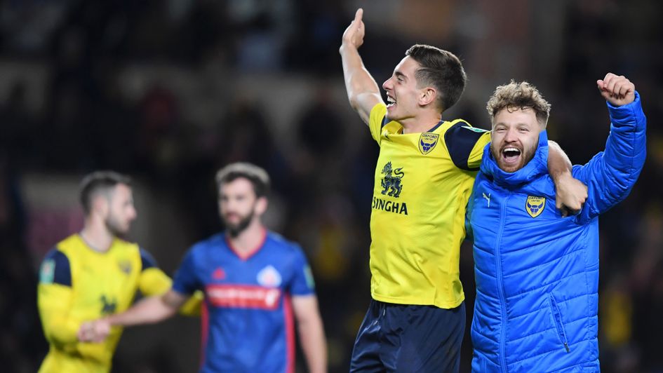 Celebrations for Oxford after beating Sunderland on penalties in the Carabao Cup last 16