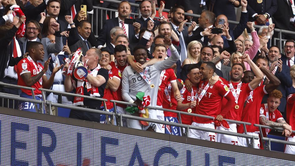 Nottingham Forest celebrate promotion to the Premier League