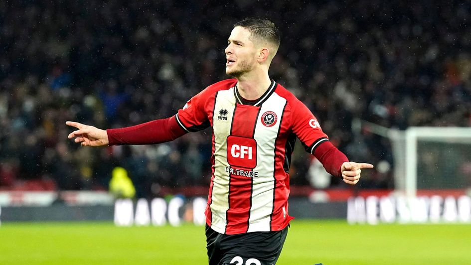 James McAtee celebrates scoring against Brentford