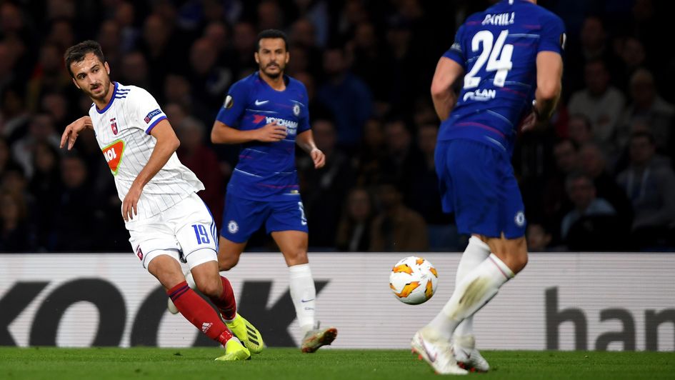 Action from Chelsea v Vidi in the Europa League