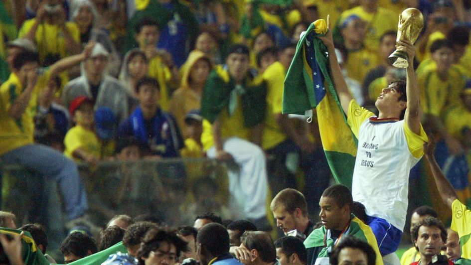 Kaka wins the World Cup with Brazil in 2002