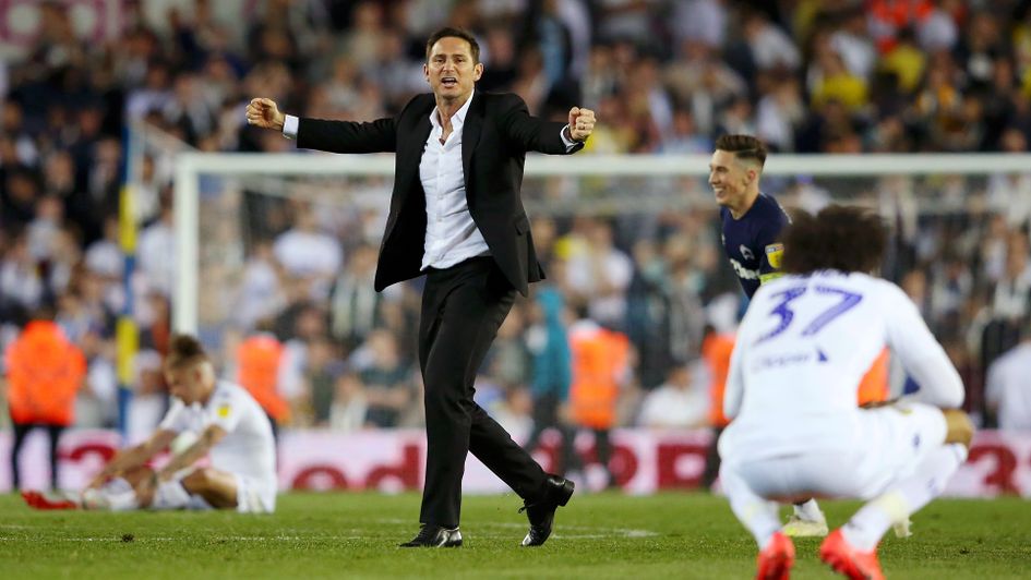 Frank Lampard: Derby boss celebrates their play-off semi-final win at Leeds