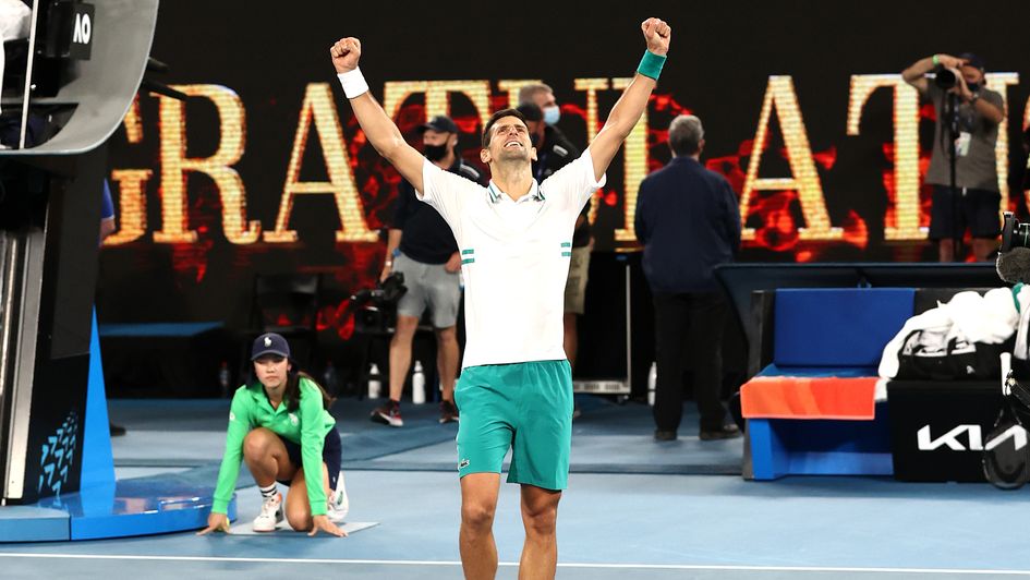 Djokovic celebrates his Australian Open success