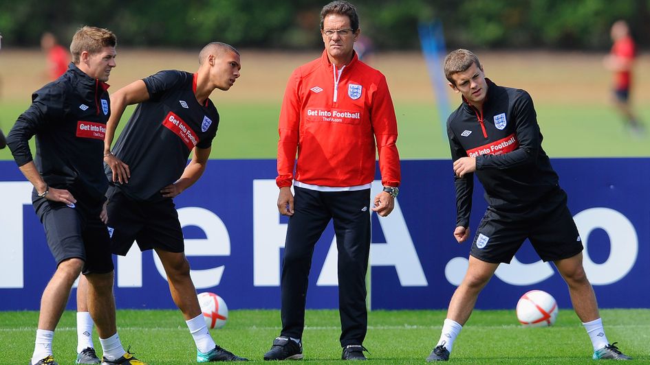 Fabio Capello takes England training