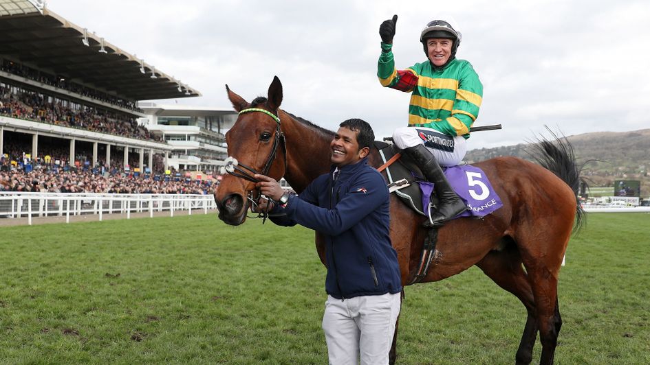 Barry Geraghty celebrates on Champ