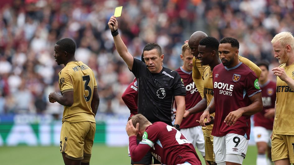 Tony Harrington showed six yellows in West Ham vs Crystal Palace