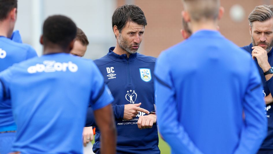 Danny Cowley during his first Huddersfield training session