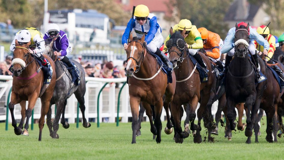 Snazzy Jazzy is in control of the Ayr Silver Cup