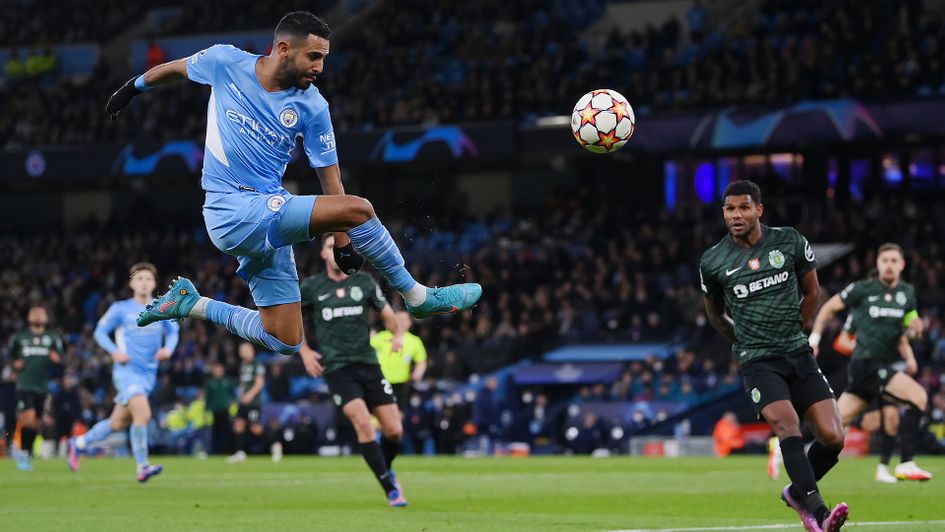 Riyad Mahrez in action against Sporting