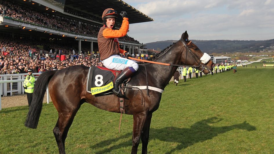 Sam Waley-Cohen celebrates on Long Run