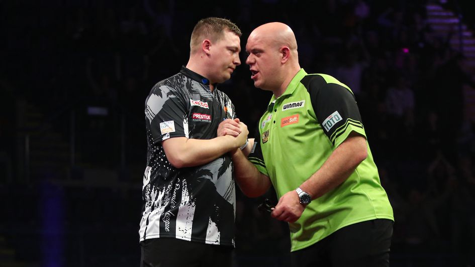Chris Dobey and Michael van Gerwen (Picture: PDC)