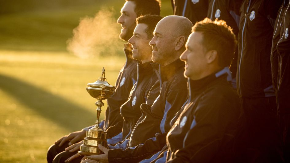 Team Europe pose for photographs on Tuesday morning