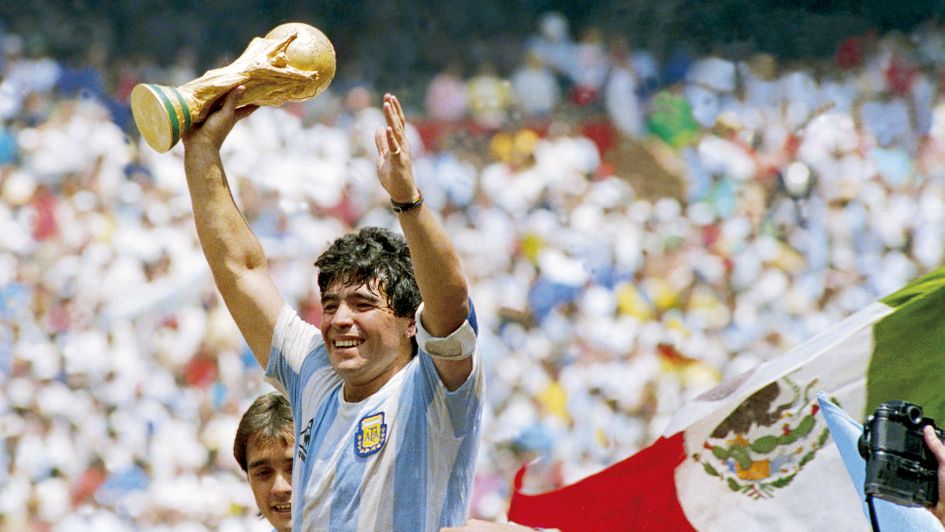 Diego Maradona with the World Cup