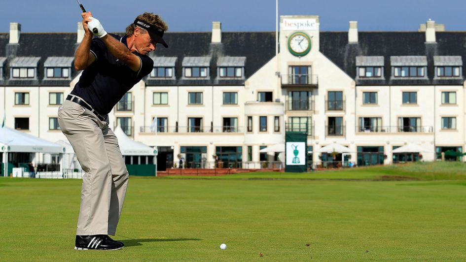 Bernhard Langer in action at Carnoustie