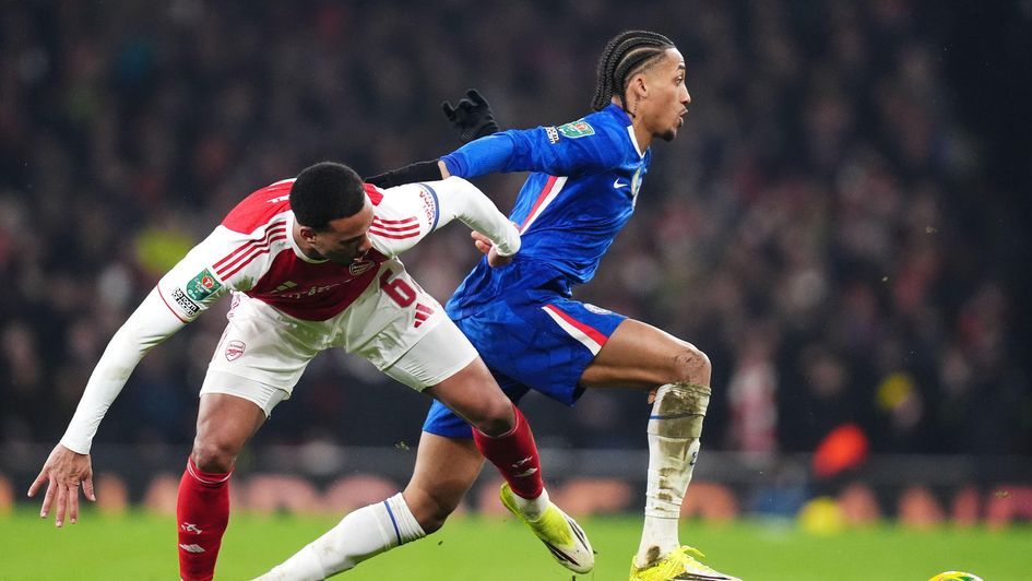 Joao Pedro and Gabriel tussle in the Carabao Cup