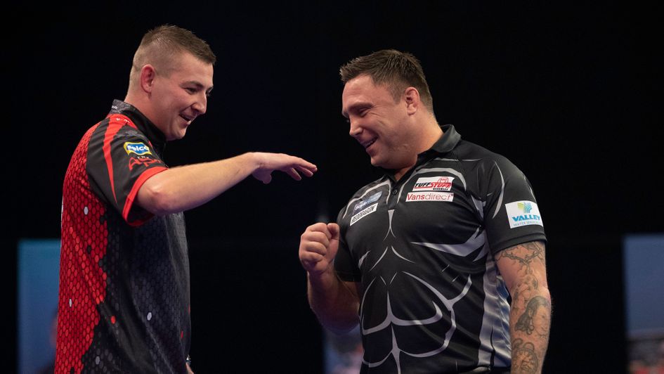 Nathan Aspinall and Gerwyn Price (Picture: Lawrence Lustig/PDC)