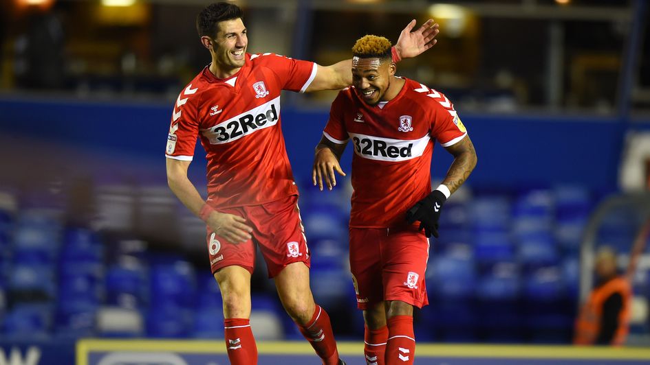 Celebrations for Middlesbrough pair Danny Batth and Britt Assombalonga
