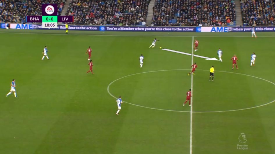 Brighton are able to play an easy pass into an area Liverpool don’t want the hosts to play in
