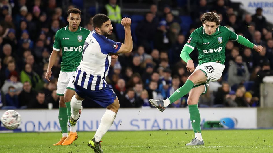 Adam Reach puts Sheffield Wednesday 1-0 up at Brighton