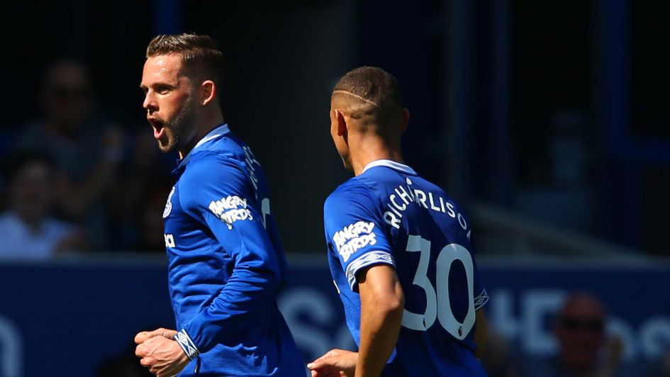 Gylfi Sigurdsson celebrates scoring for Everton