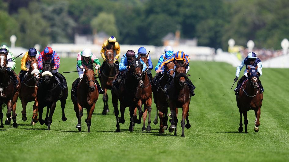 Mission Central (orange and blue silks) wins at Royal Ascot