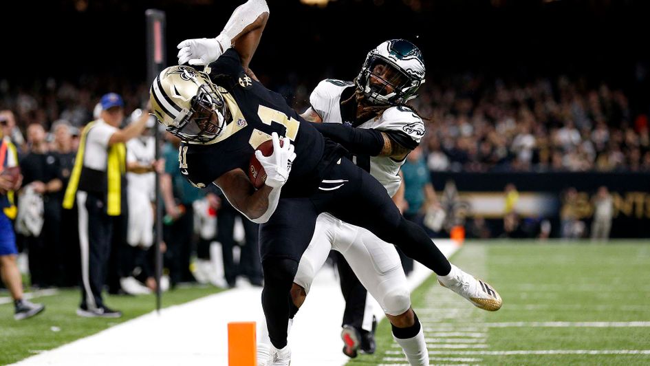 Alvin Kamara of the New Orleans Saints against the Philadelphia Eagles