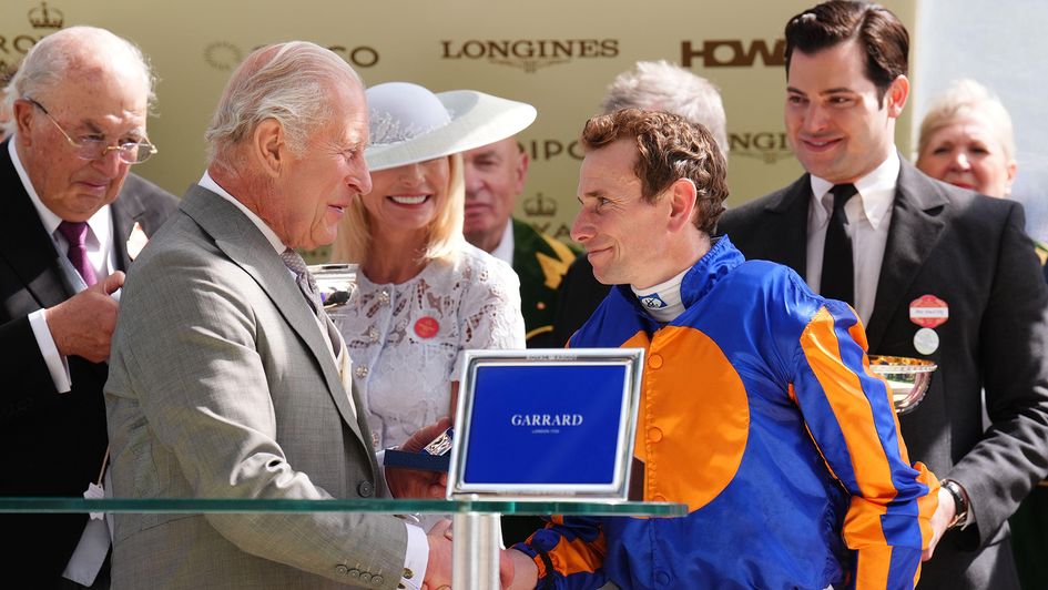 King Charles III congratulates Ryan Moore following Mission Central's success