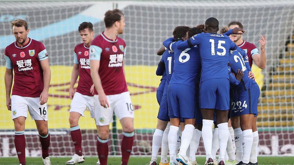 Chelsea celebrate Hakim Ziyech's opening goal at Burnley