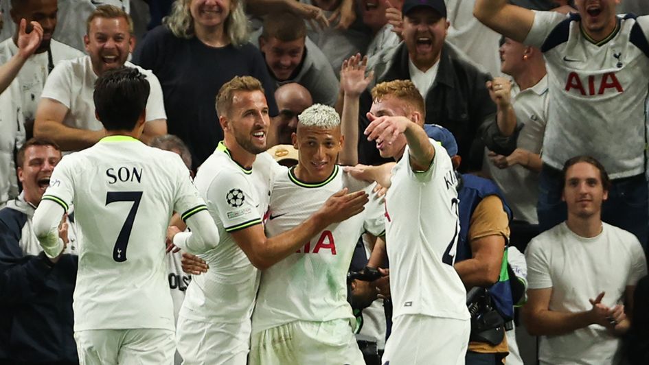 Tottenham celebrate one of Richarlison's brace against Marseille