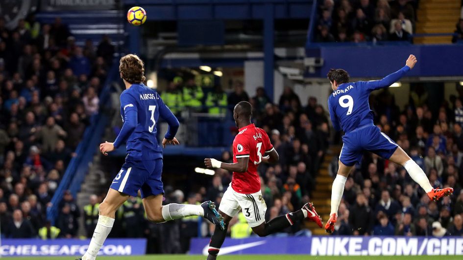 Alvaro Morata makes it 1-0 for Chelsea against Manchester United