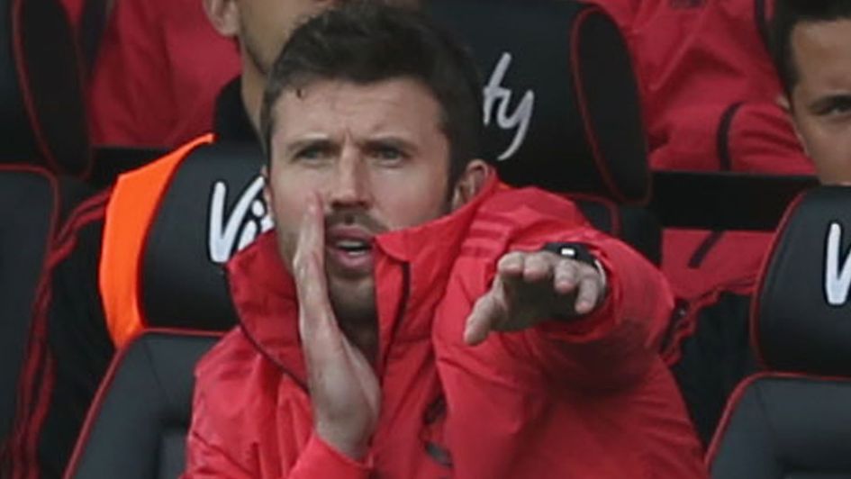 Michael Carrick on the Man United bench
