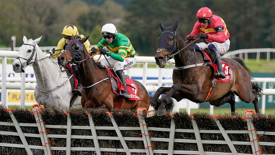 Klassical Dream (right) jumps the last under Paul Townend