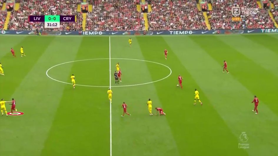 A screen grab from Liverpool's 3-0 win over Crystal Palace (21/22)