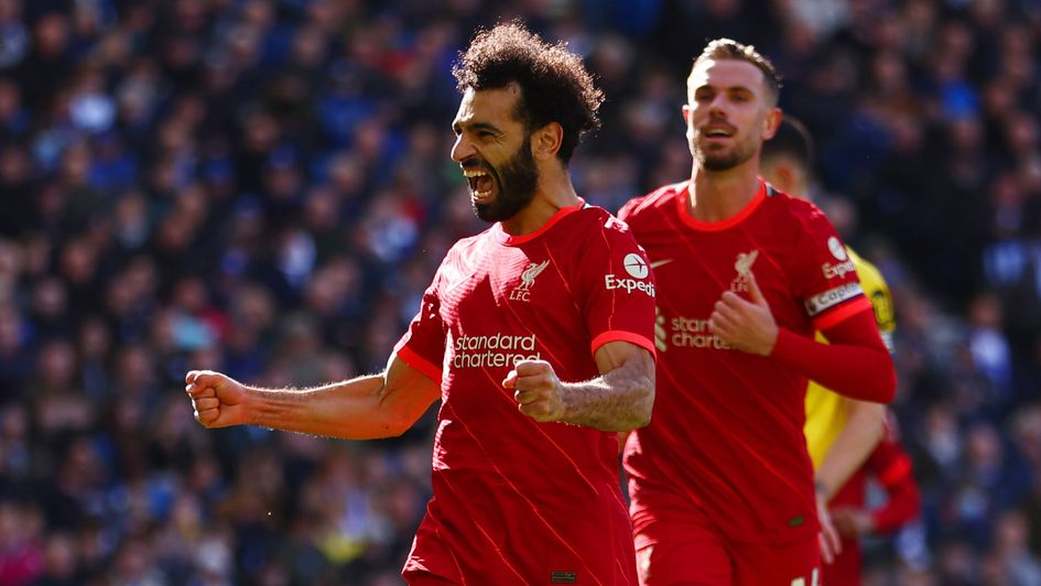 Mohamed Salah celebrates his goal against Brighton