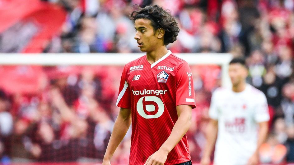 Ayyoub Bouaddi playing for Lille in 2023