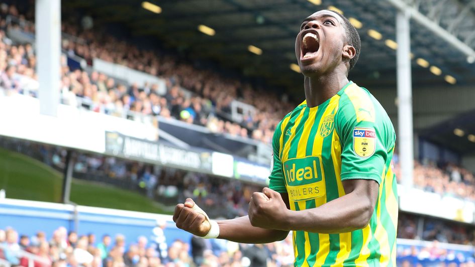 Nathan Ferguson celebrates his first goal for WBA away at QPR
