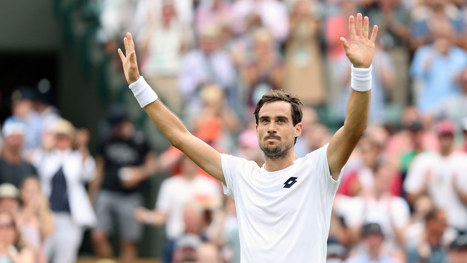 Guido Pella celebrates his stunning victory
