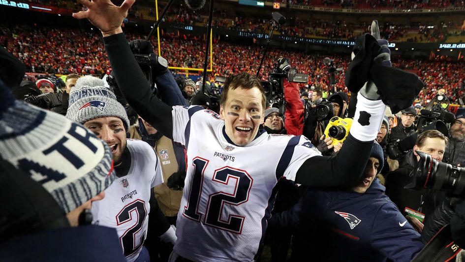 Tom Brady celebrates winning another AFC Championship with the New England Patriots