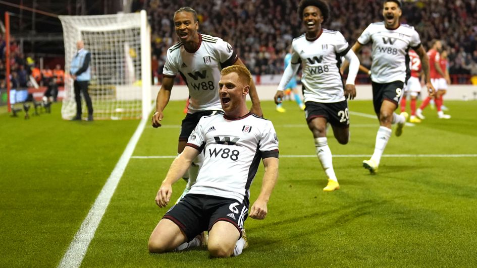 Harrison Reed celebrates his goal at Forest