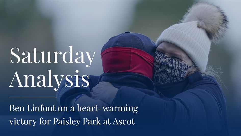 Emma Lavelle celebrates her Paisley Park's superb victory