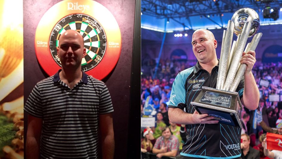 Rob Cross after his 2016 Rileys Qualifier win and his 2018 World Championship win