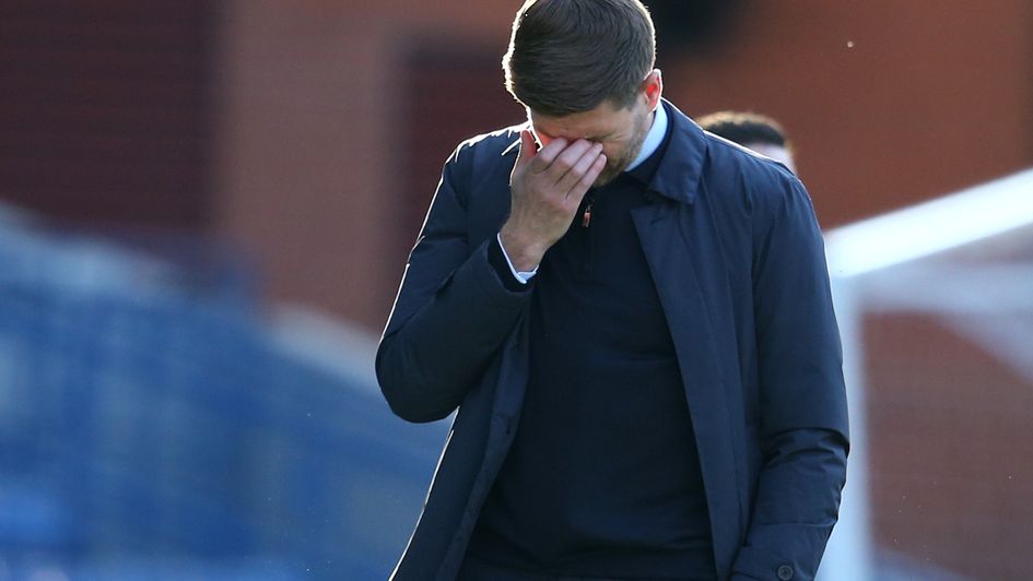 Steven Gerrard looks on in disappointment