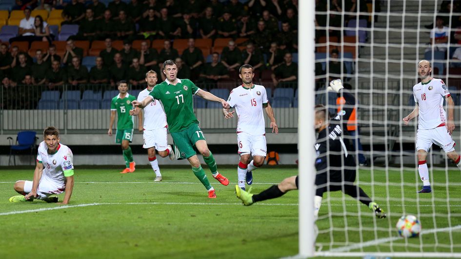 Paddy McNair scores against Belarus
