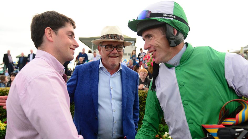 Trainer Emmet Mullins, left, had been banned from entering Irish racecourses for three months