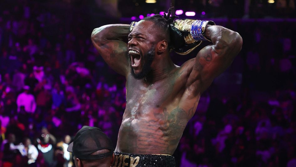 Deontay Wilder celebrates