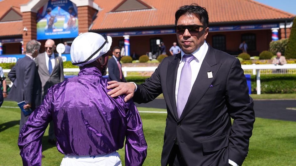 Rowan Scott (left) with Kia Joorabchian on Betfred Guineas Friday of the Guineas Festival at Newmarket
