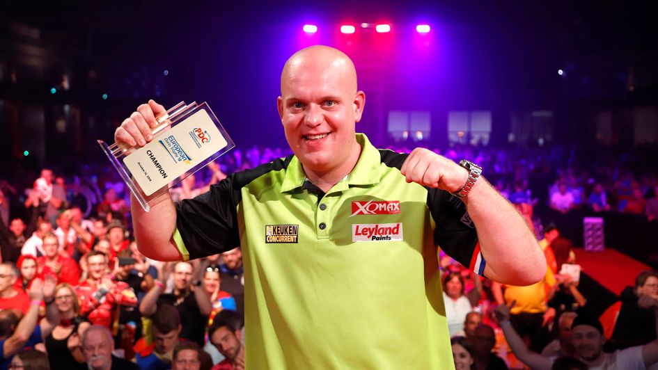 Michael van Gerwen celebrates his victory at the European Darts Trophy (Picture: Kais Bodensieck/PDC Europe)