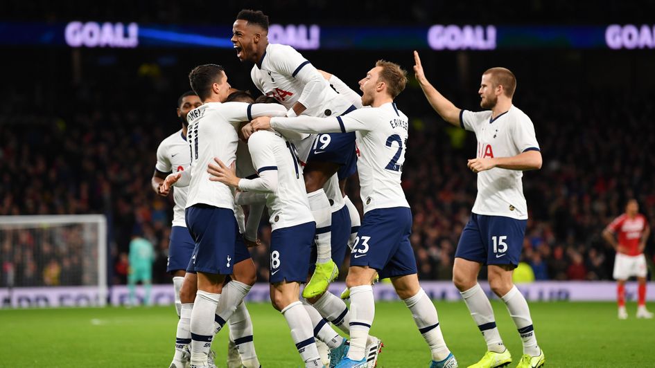 Tottenham celebrate Giovani Lo Celso's goal against Middlesbrough in the FA Cup