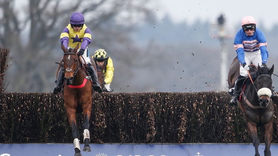Happy Diva (left) jumps to victory at Ascot